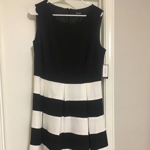 Nine West Black & White Striped Dress